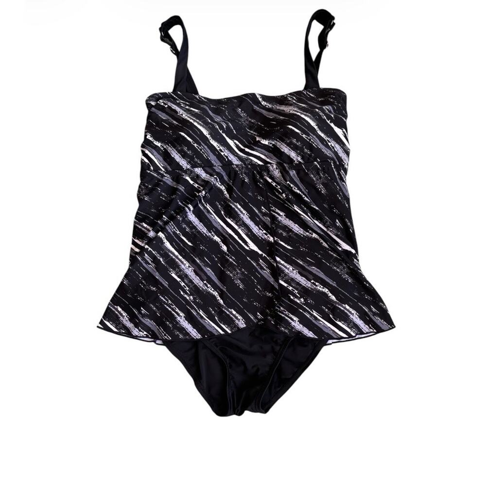 Byron Blue Australia Tiered Tummy Control One Piece Swimsuit Sz 14